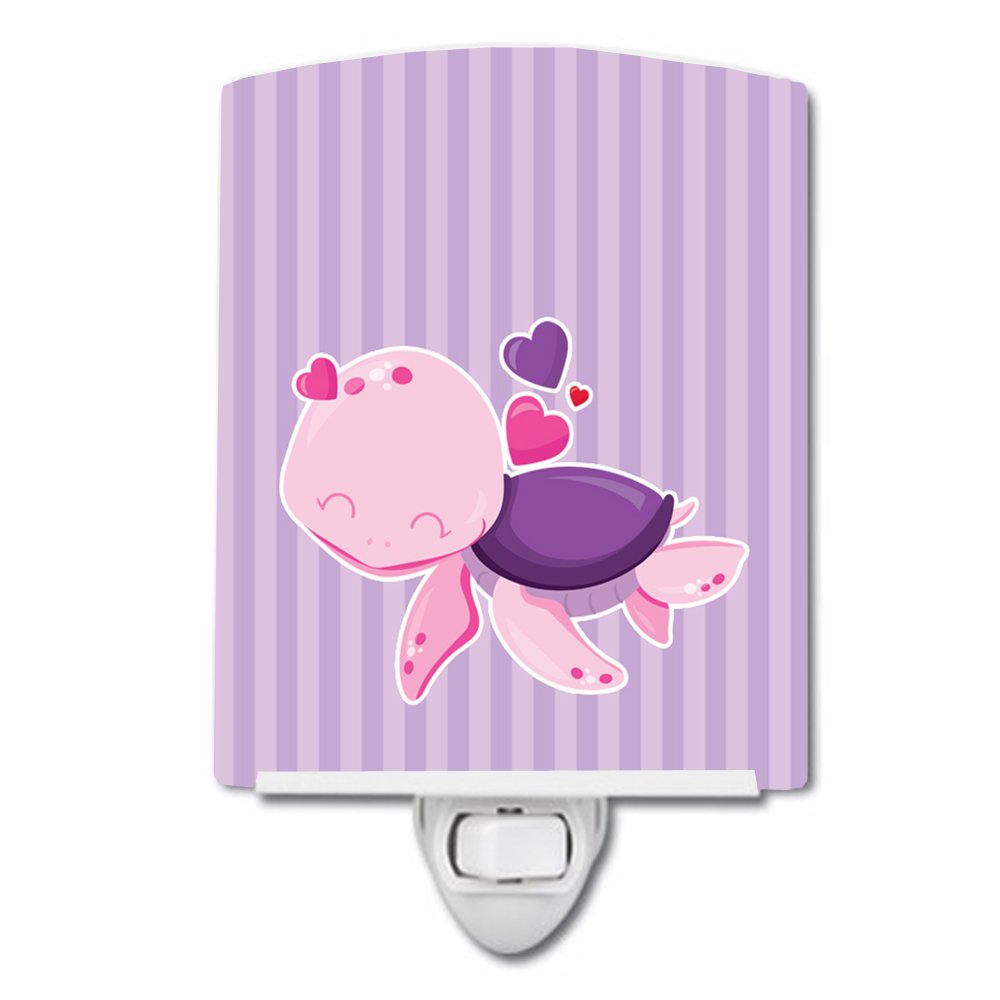 Carolines Treasures BB7133CNL Pink and Purple Turtle Ceramic Night Light Compact, UL-Certified, Ideal for Bedroom, Bathroom, Nu