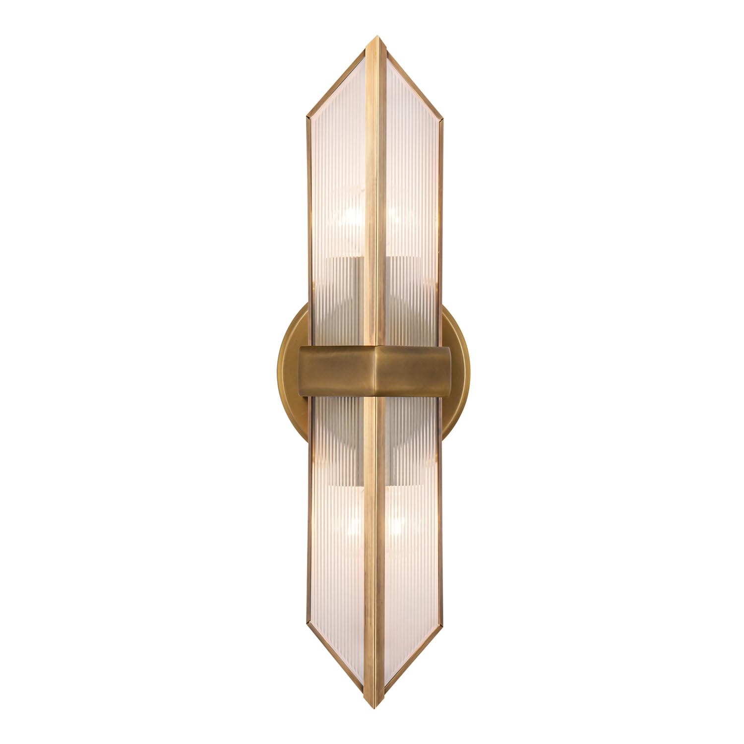 Alora WV332815VBCR Cairo Vanity, Vintage Brass/Clear Ribbed Glass