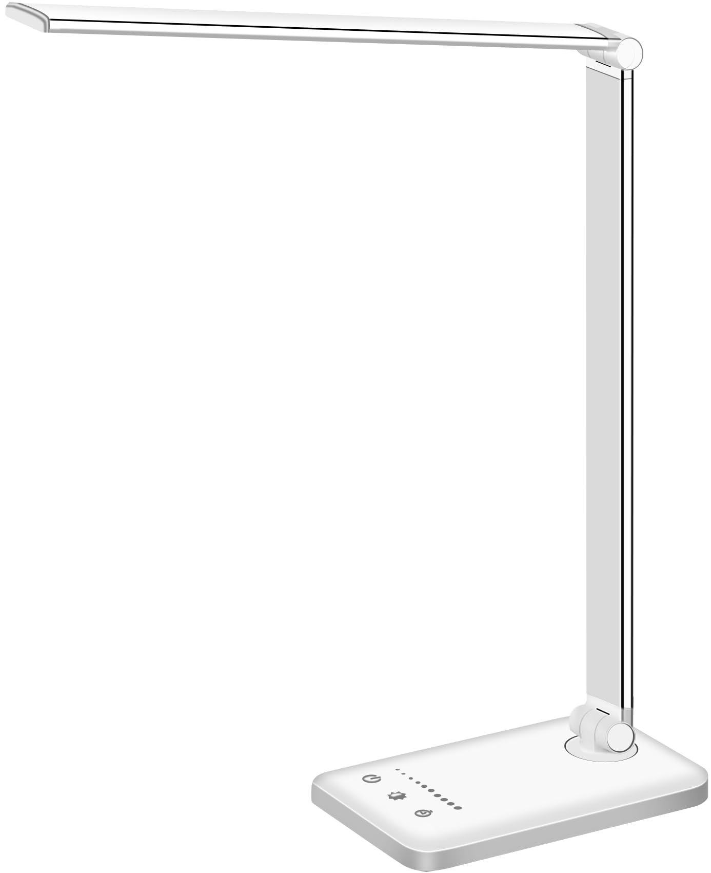 White Crown Dimmable LED Desk Lamp with USB Port, 5 Lighting Modes, First-Generation, Silver, Model QM019