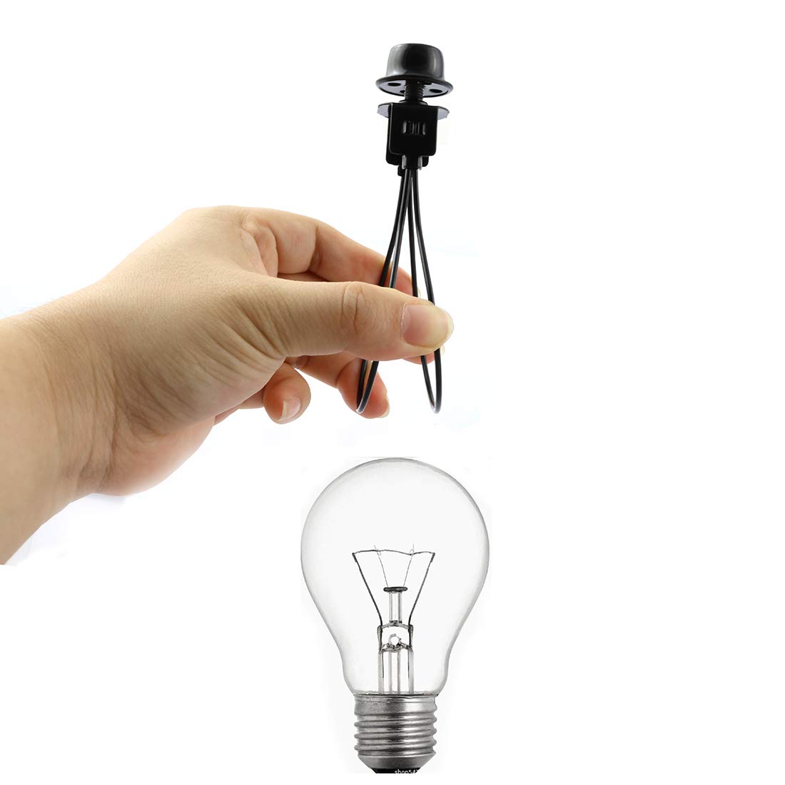 Dzs Elec Black Round Light Bulb Holder With Lamp Shade Attaching Finial Diy Lighting Accessories Clip On Lampshade Adapter For L