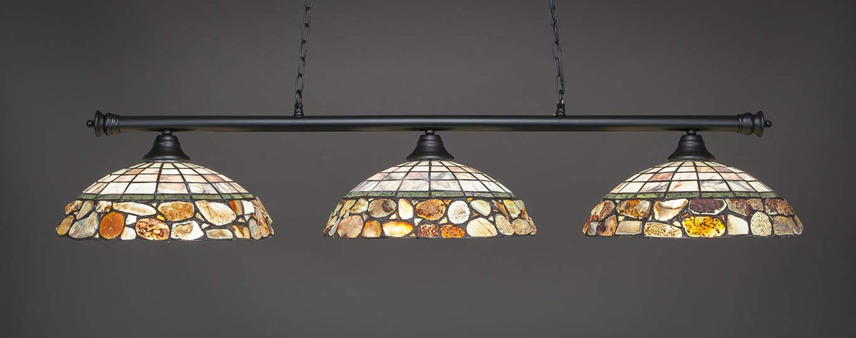 Toltec Lighting Oxford 3 Light Island In Matte Black (373-Mb-973)