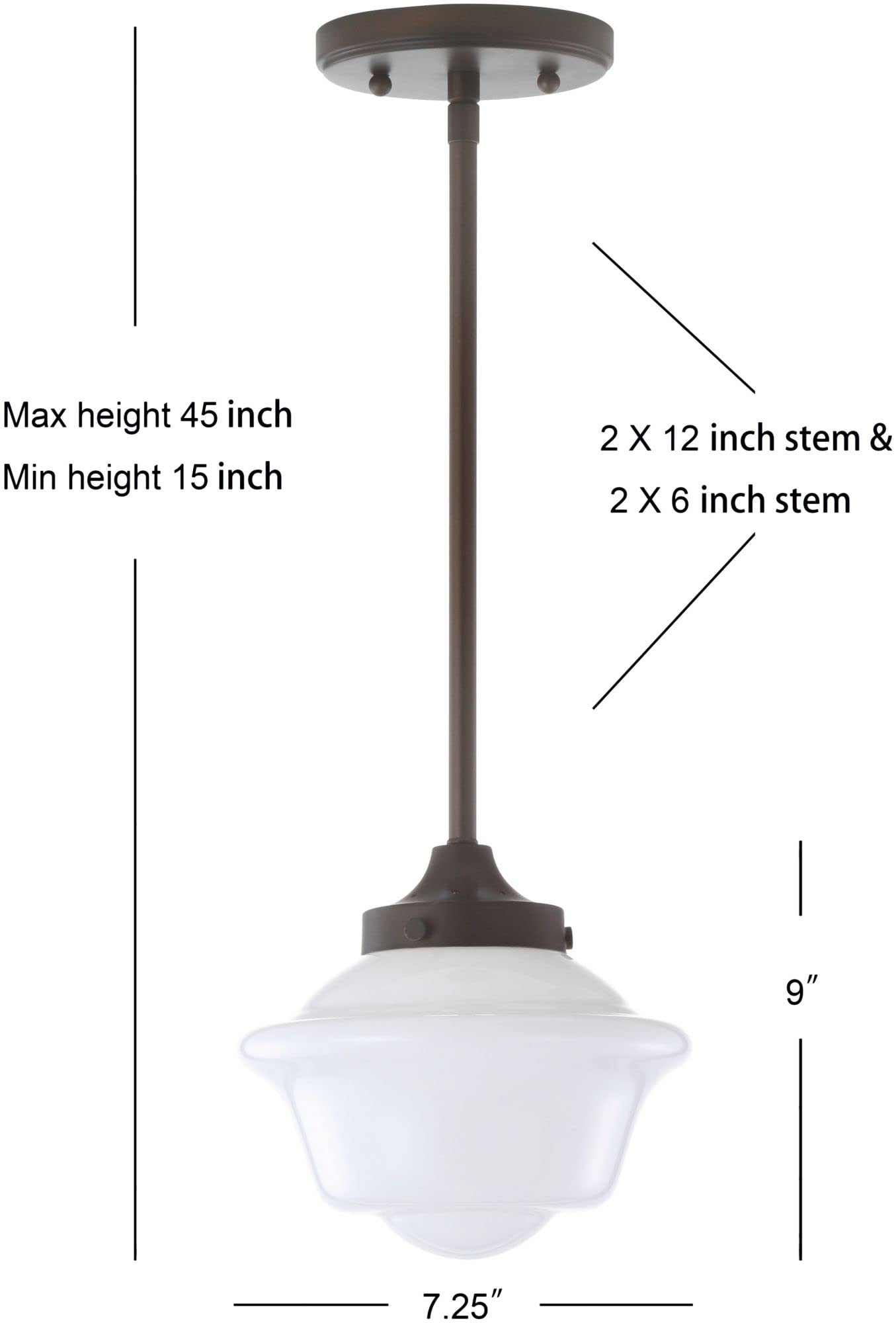 JONATHAN Y Kurtz 7.25" LED Pendant Light, Oil Rubbed Bronze, Metal/Glass, Dimmable, Model JYL3516C for Dining Room, Kitchen,