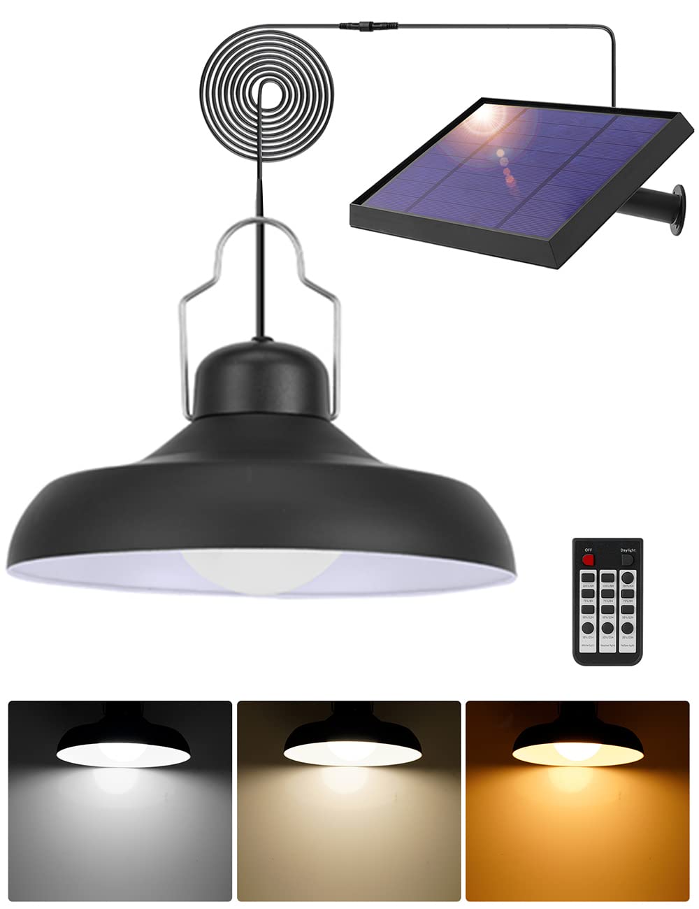 Solar Pendant Shed Light-3000K/4000K/6500K/Dimmable Lighting Solar Power Light With Remote Control,Ip65 Waterproof Timing Indoor