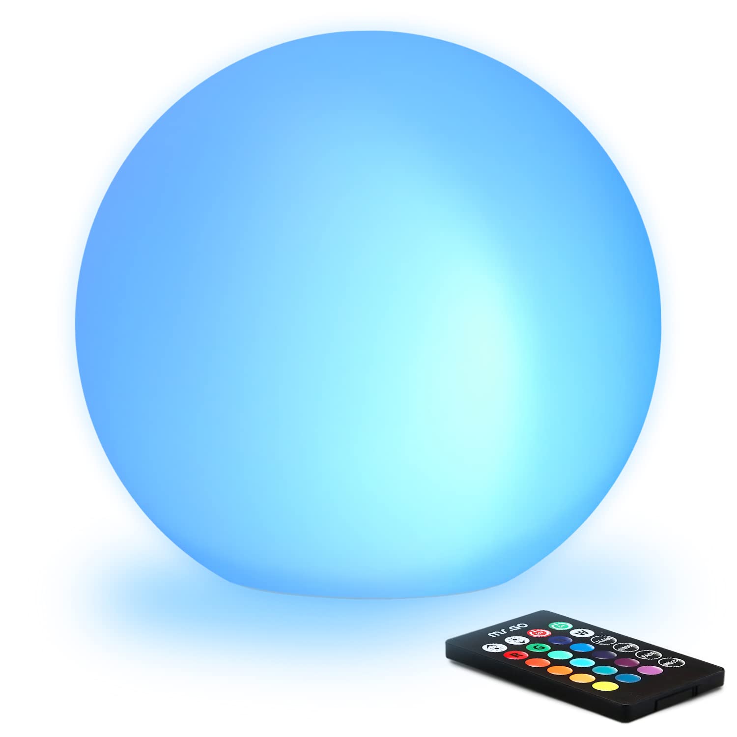 Mr.Go LED Glowing Ball Light, 8-inch RGB Color Changing Mood Lamp, Waterproof, Rechargeable, Model CQ-B202