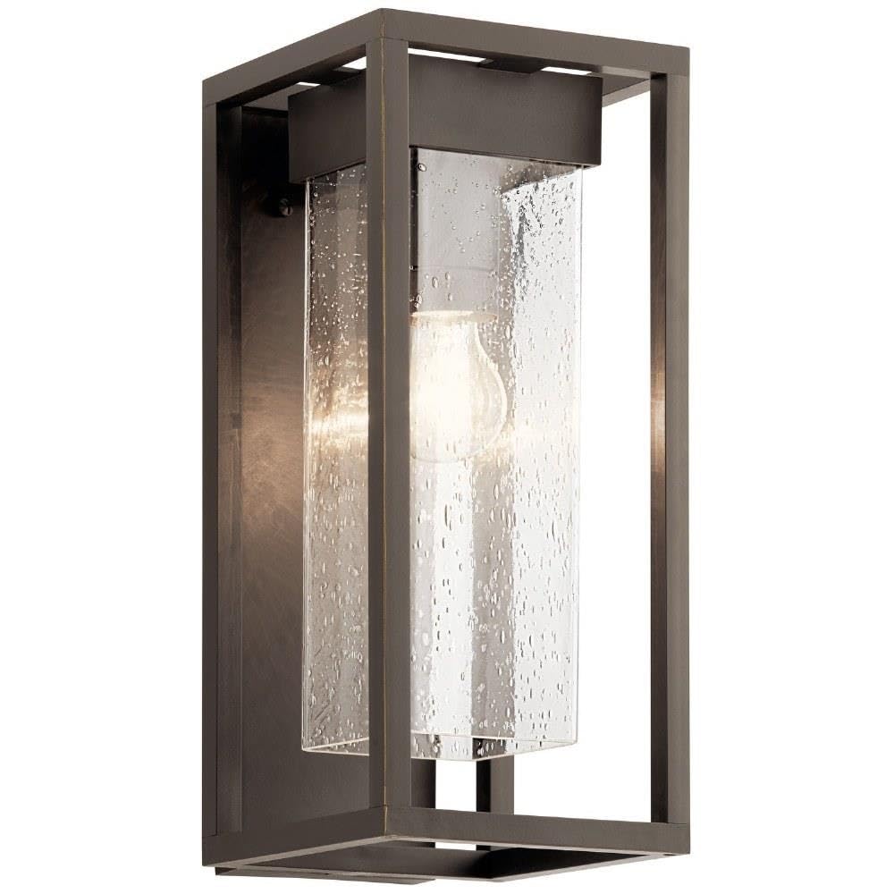 Kichler Mercer 16 Outdoor Wall Light in Olde Bronze, 1-Light Exterior Wall Sconce with Clear Seeded Glass, (16 H x 7 W), 59061OZ