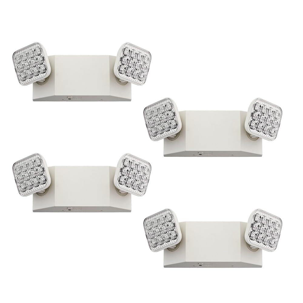 Lithonia Lighting LED Emergency Light, 90-Minute Backup, Dual Adjustable Heads, 4-Pack, White, Model EU2C CP4