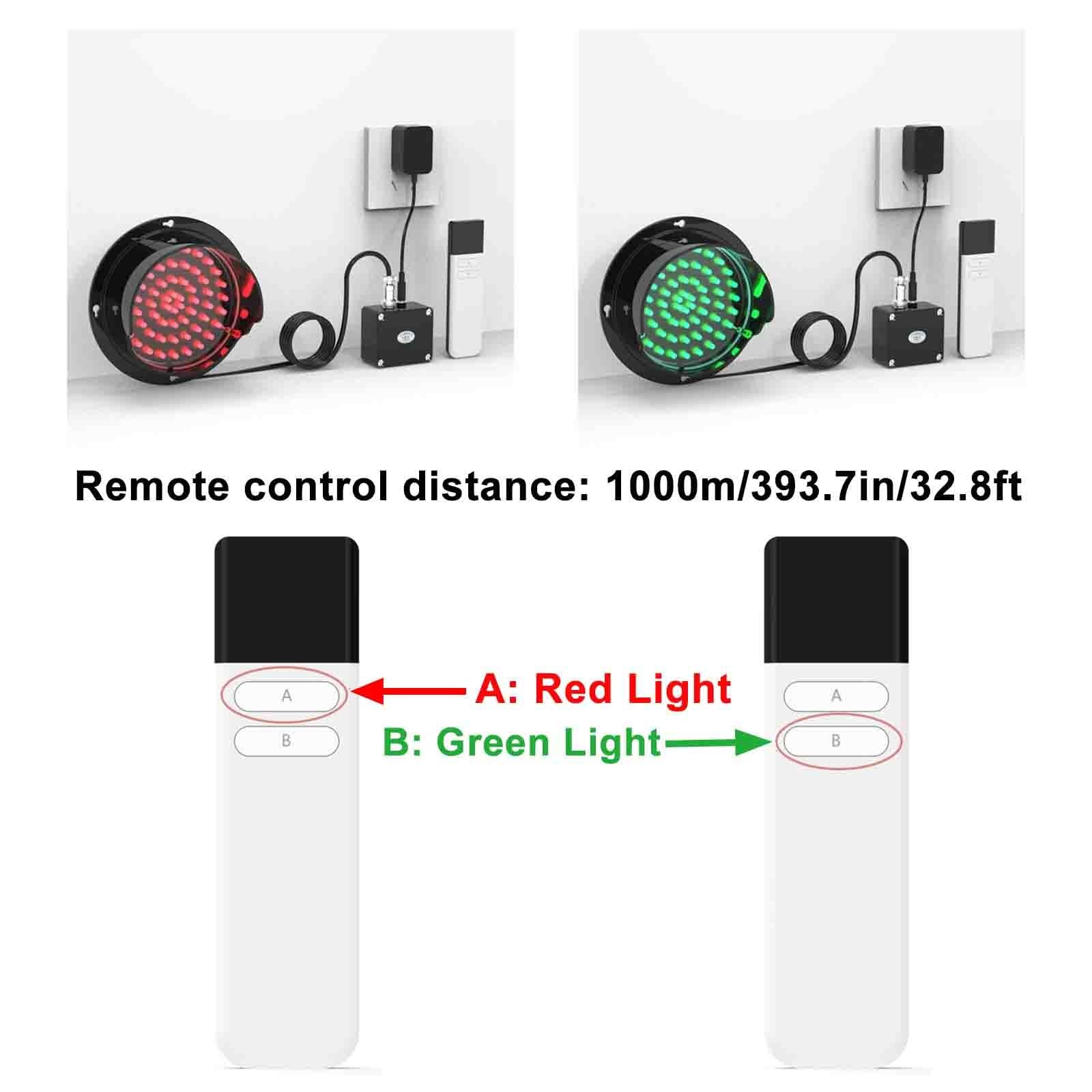 LED Traffic Light with Remote Control, 2-in-1 Red/Green Stop Light, Industrial Signal Lamp, Loading Dock Traffic Indicator Warni
