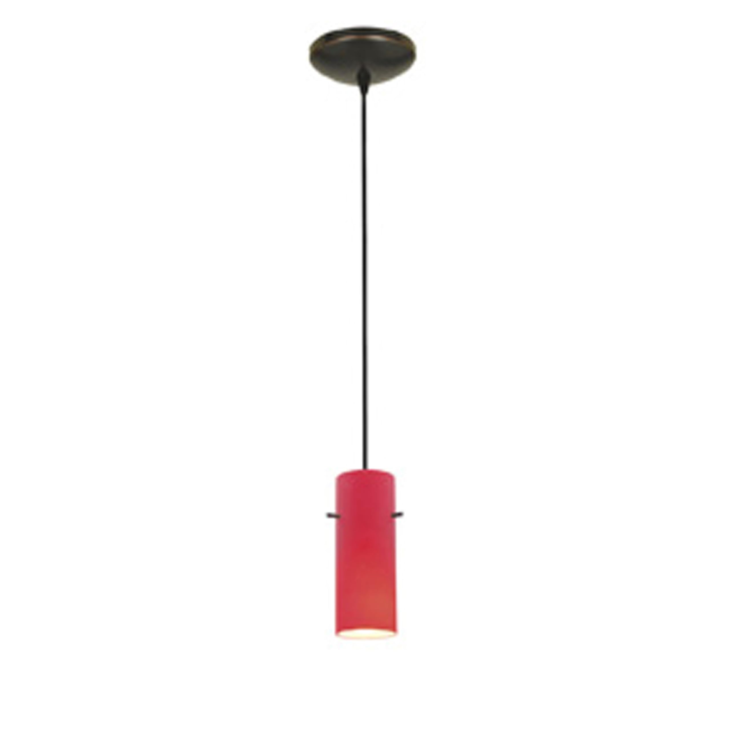 Access Lighting Cylinder Glass Pendant - 1-Light - Oil Rubbed Bronze Finish - Red Glass Shade - Model 28030-1C-ORB/RED