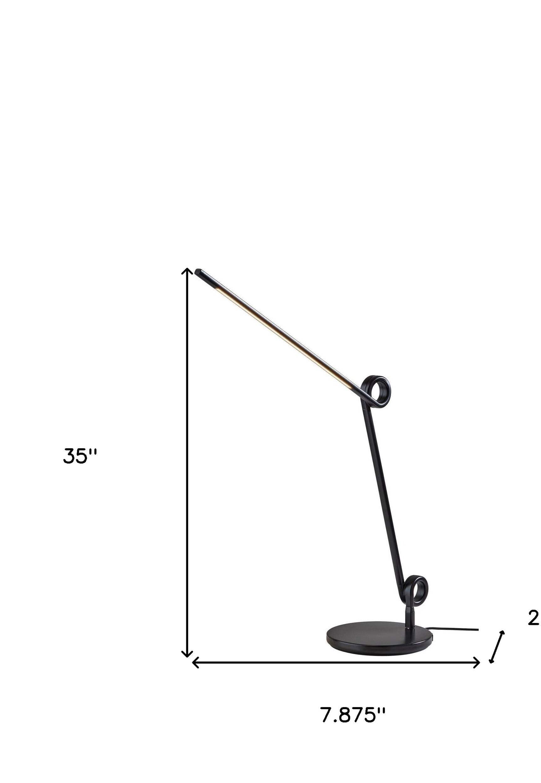 Homeroots 524639 35 In. Metal Novelty Desk Led Usb Table Lamp Black