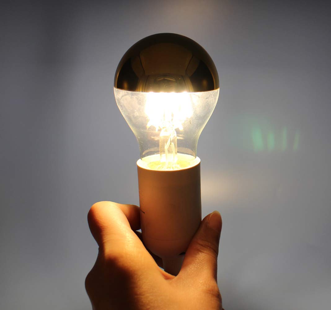 K JINGKELAI LED Filament Vintage Light Bulb A60 6W, Half Chrome Gold, Warm White 2700K, 4 Pack