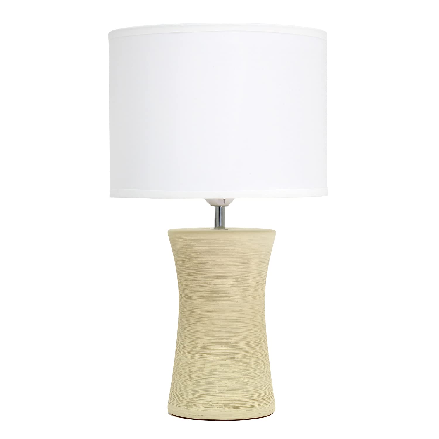 Simple Designs Ceramic Hourglass Table Lamp, 9.5inL x 9.5inW x 16.5inH, Beige, Model LT2099-BGE