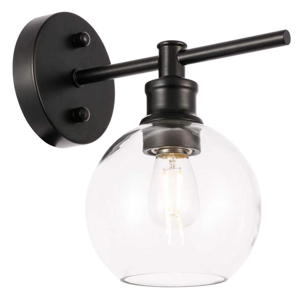 Living District Black Glass Wall Sconce, 1 Light, Modern Clear Glass Accent Fixture