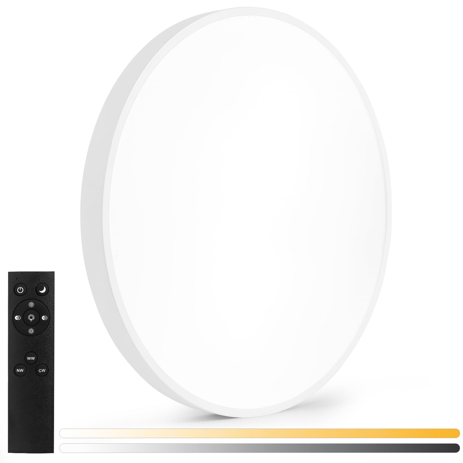24 Inch Led Ceiling Light Fixture, Ultra Thin Flush Mount, Dimmable With Remote Control, 3000K-6500K Color Adjustable, 48W, 4800