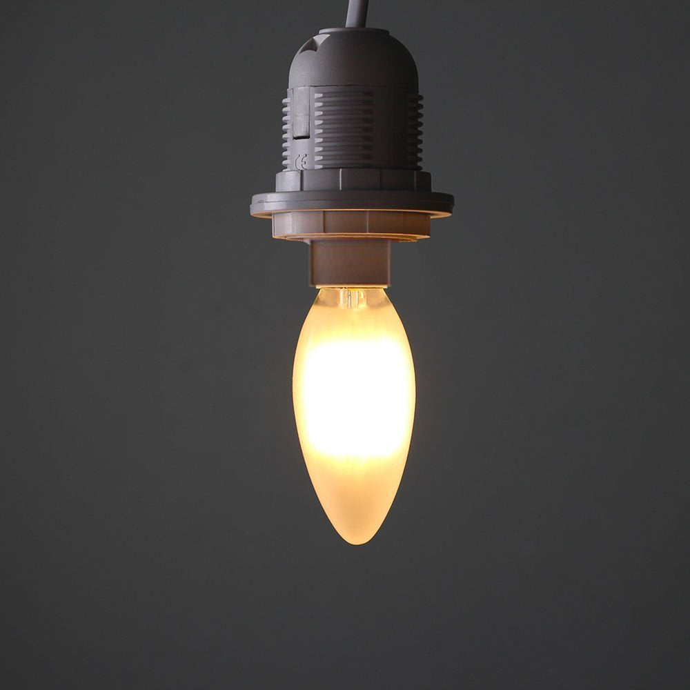 Opalray C35 2W Led Candelabra Bulb, Dimmable, Led Filament Lamp, 2700K Warm White Light, Frosted Glass Cover, E12 Small Base, 25