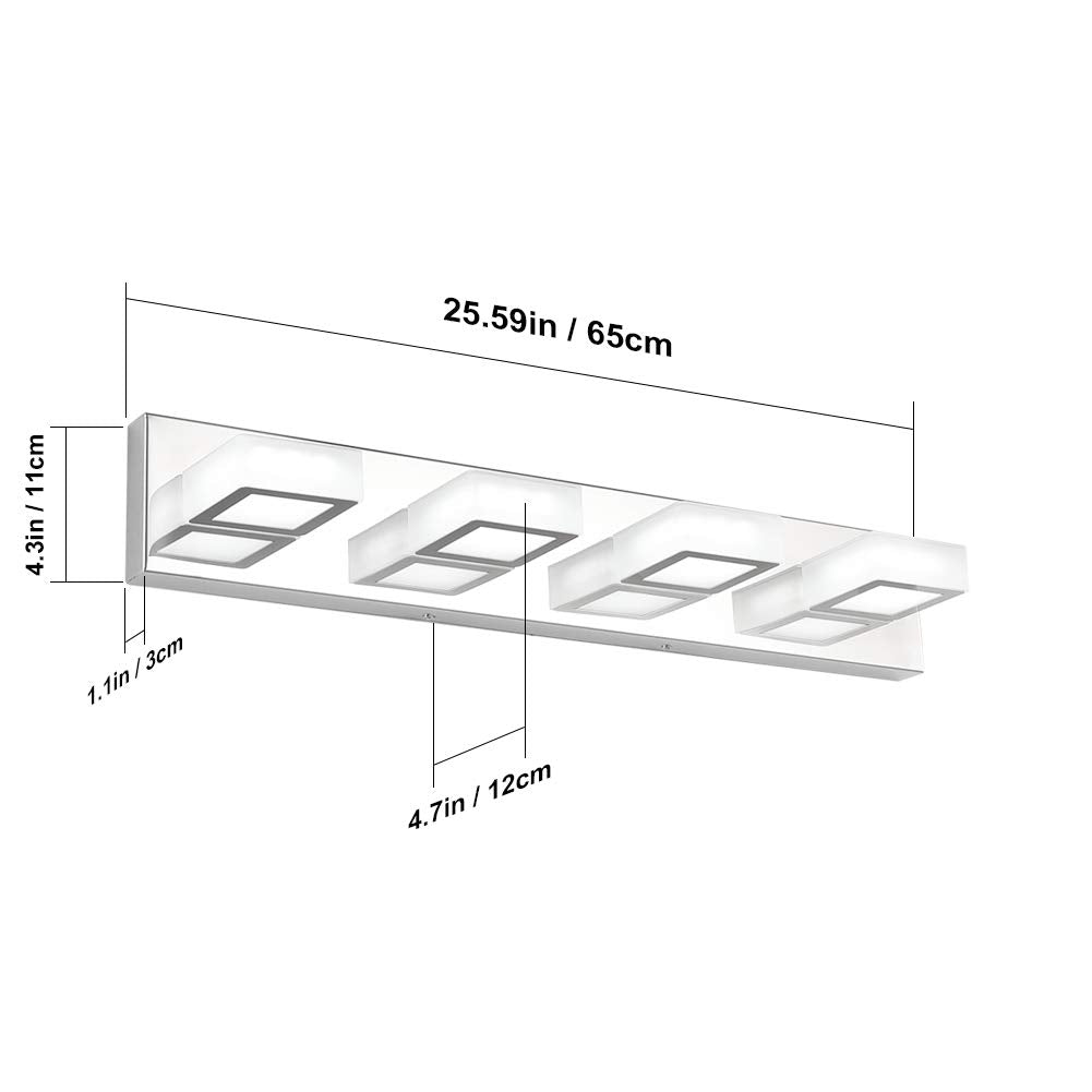 Ralbay Led Modern Vanity Light Bathroom Vanity Lights Over Mirror 4 Light Acrylic Bathroom Wall Light Fixtures Cool White 6000K