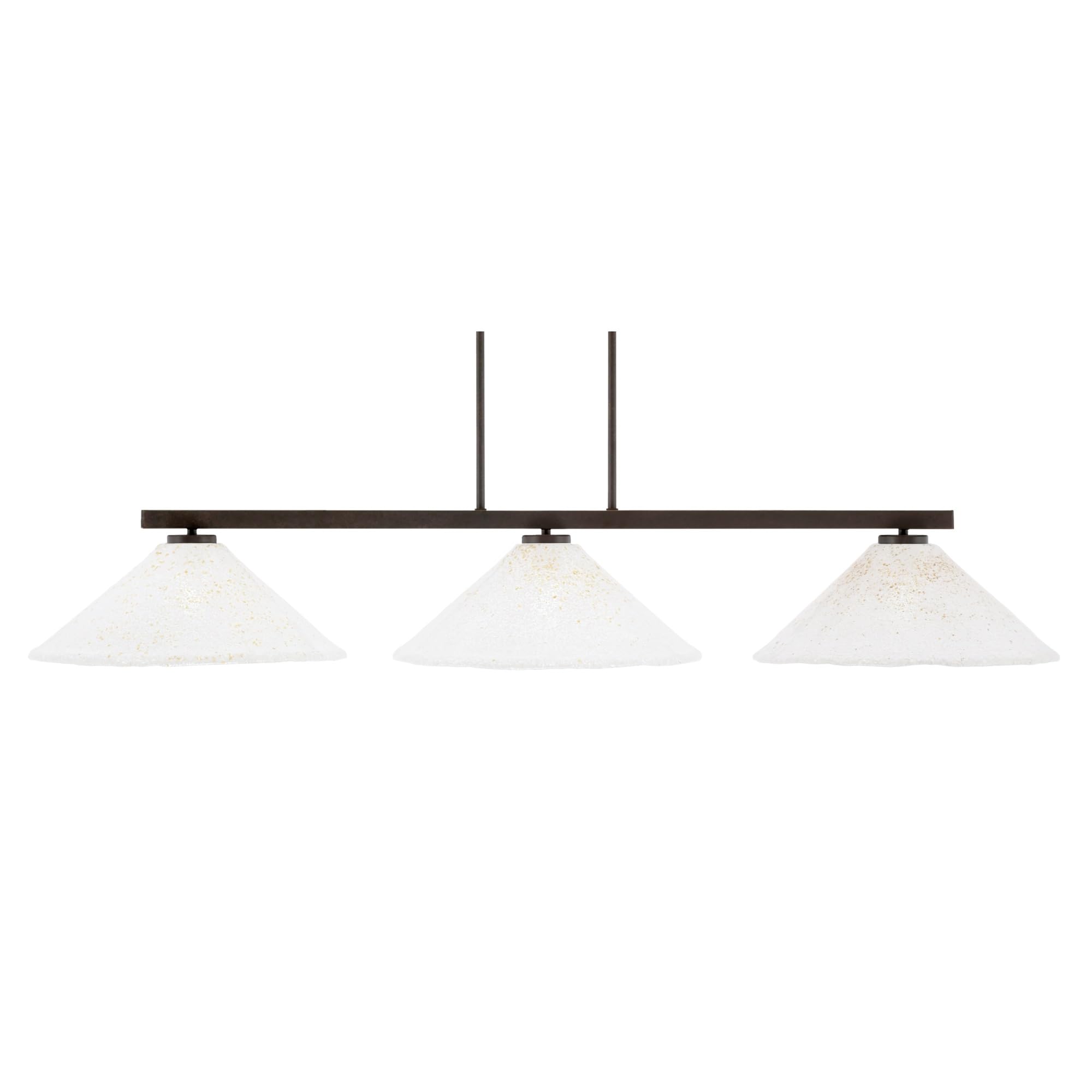 Toltec Lighting Atlas 3 Light Bar, Dark Granite Finish, 16in Gold Ice Glass