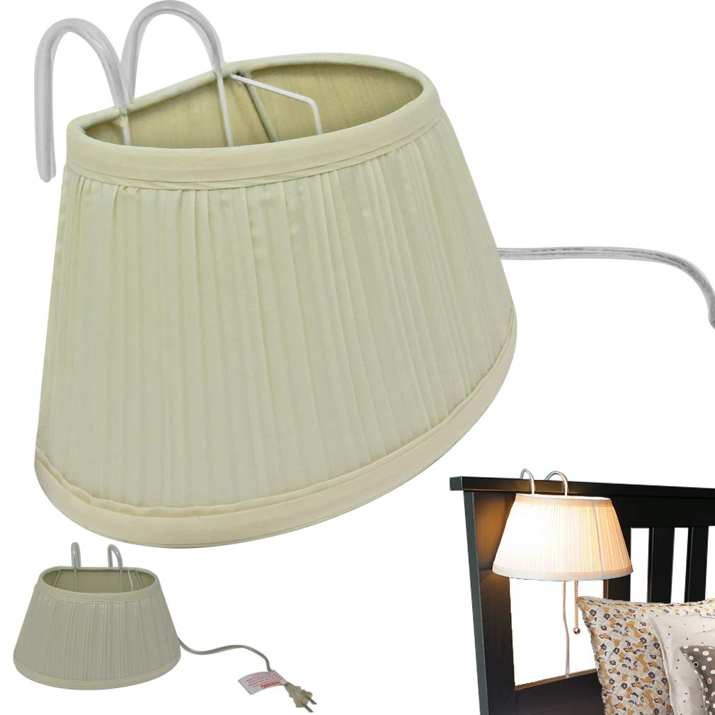 Evelots Bed Headboard Reading Lamp - Soft Fabric Shade, Easy Pull Cord, Model 3375, Single Lamp
