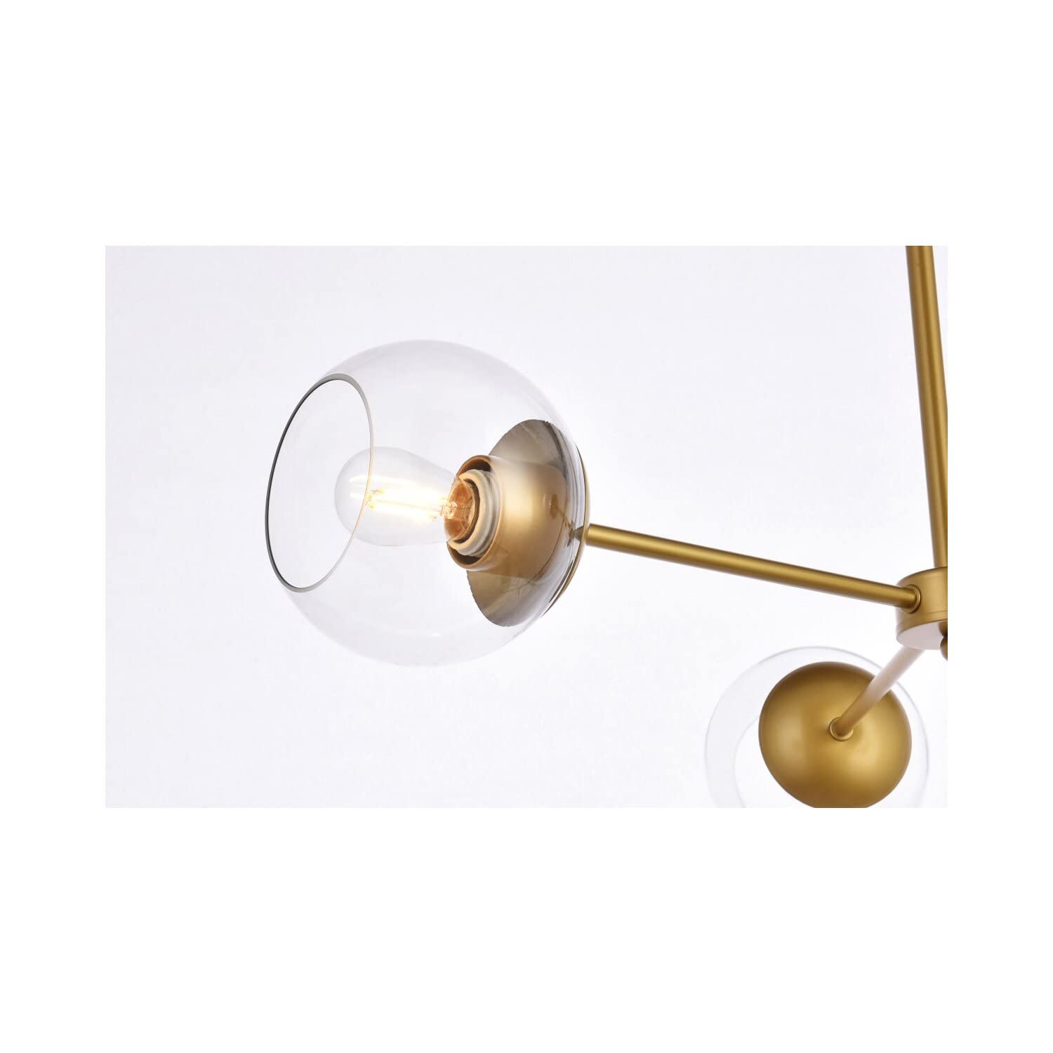 Living District Briggs 3-Light Mid-Century Metal Pendant in Brass and Clear