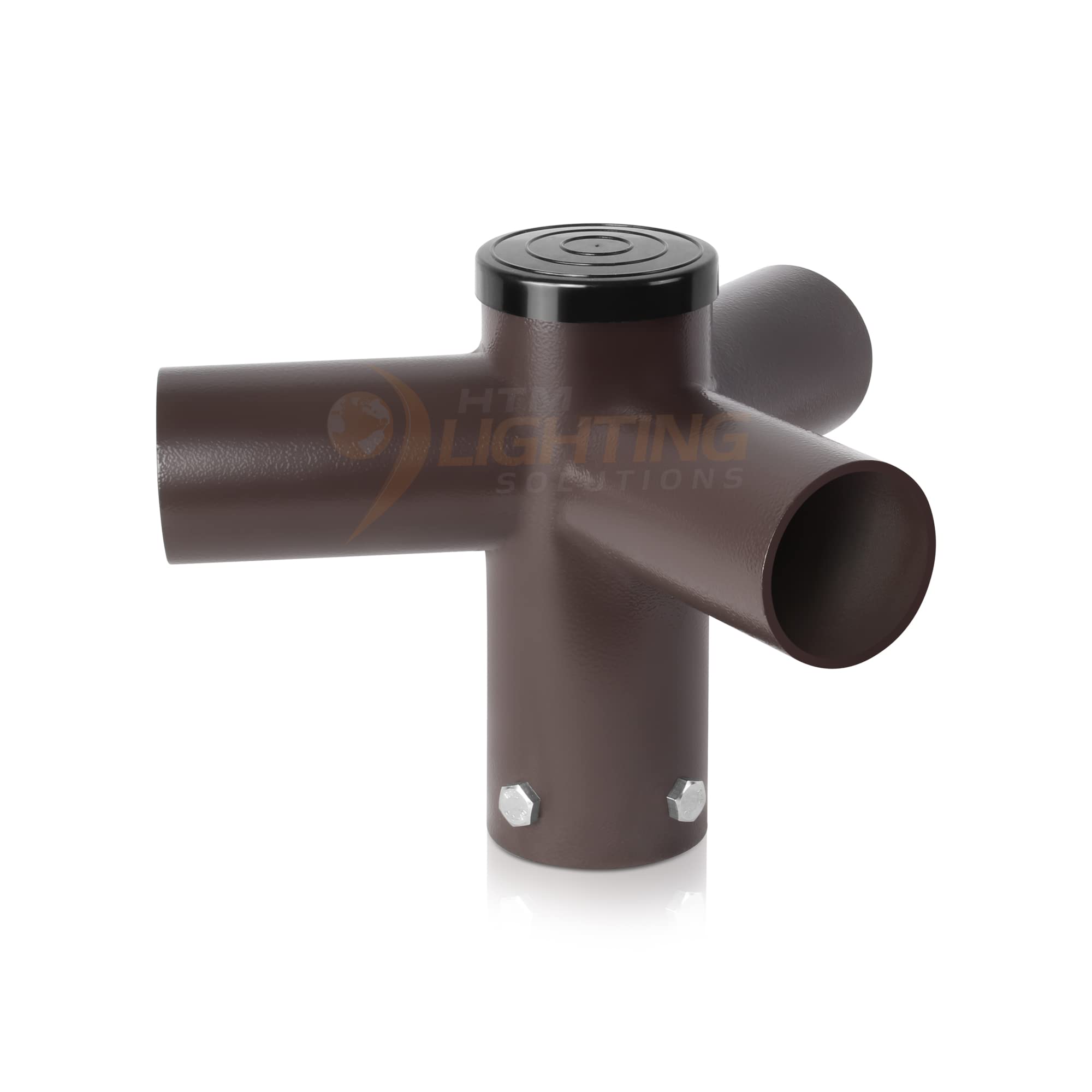 120 Degree Triple Pole Light Mounting Bracket, 2-3/8in Pole Mount Horizontal Arm Tenon Adapter for Parking Lot, Area, and Street