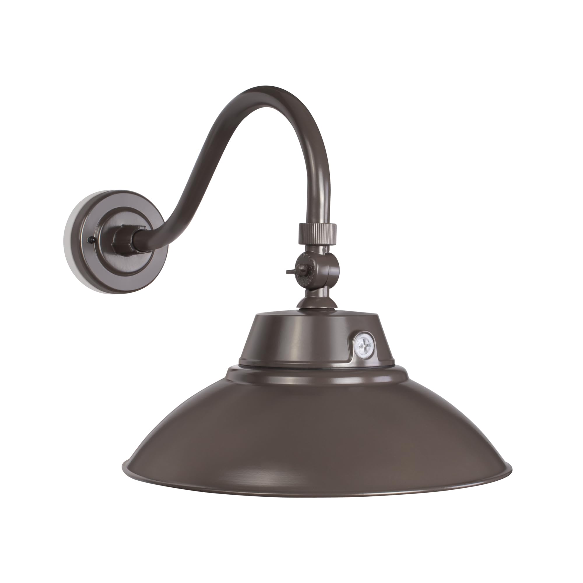 42W/35W/28W LED Brown Gooseneck Barn Light Fixture, 14in Diameter with 15.7in. Long Gooseneck Arm, 30K/40K/50K CCT Switching, Du