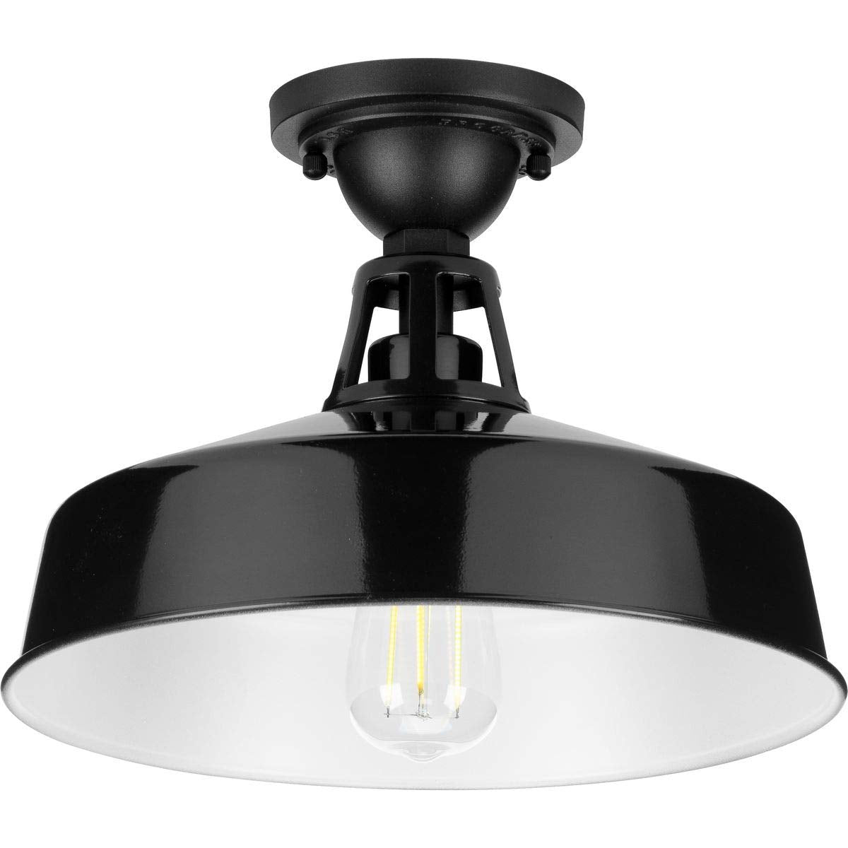 Progress Lighting Cedar Springs 1-Light Outdoor Semi-Flush Mount Light, Black, Aluminum, 9.50x13.25x13.25, Model P550070-031