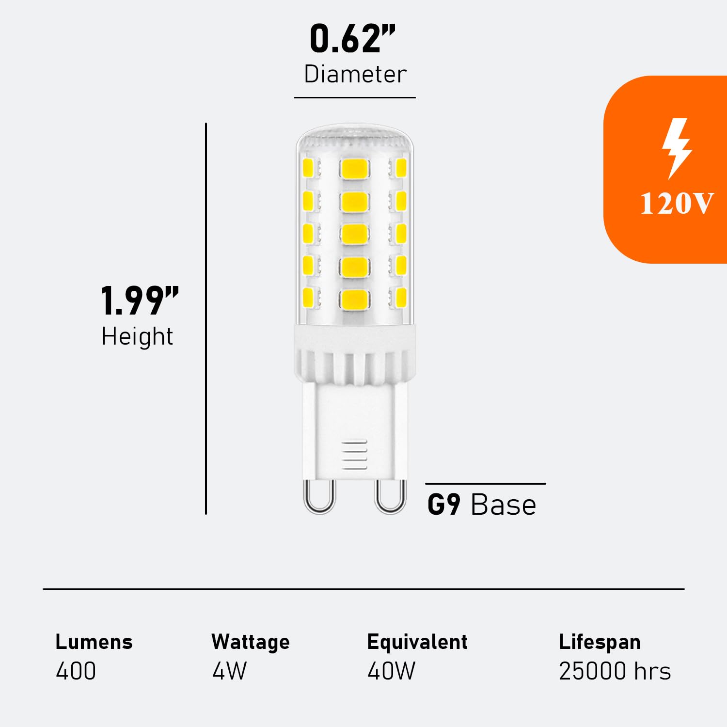 Maelsrlg G9 Led Bulb Dimmable, 40 Watt Equivalent, Daylight 6000K, T4 4W 400Lm, G9 Bi-Pin Base Light Bulbs For Chandelier, Vanit