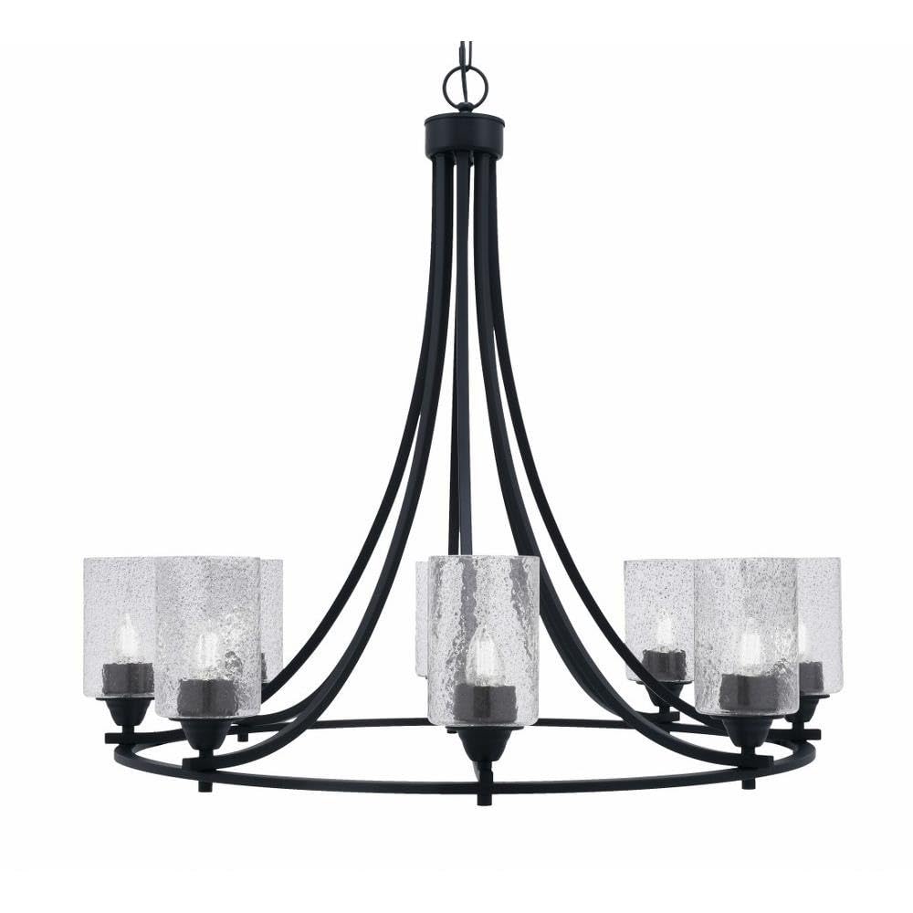 Toltec Lighting 3408-MB-3002 Paramount - 8 Light Uplight Chandelier-31 Inches Tall and 31.25 Inches Wide, Finish Color: Matte Black, Glass Color: Smoke Bubble