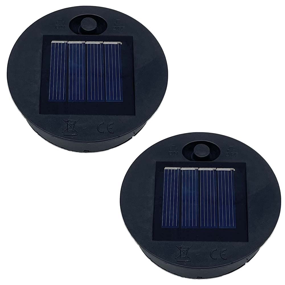 Misawce 2 Pack Replacement Solar Light Top For Outdoor Lanterns, 2.76 Inches, Black Plastic