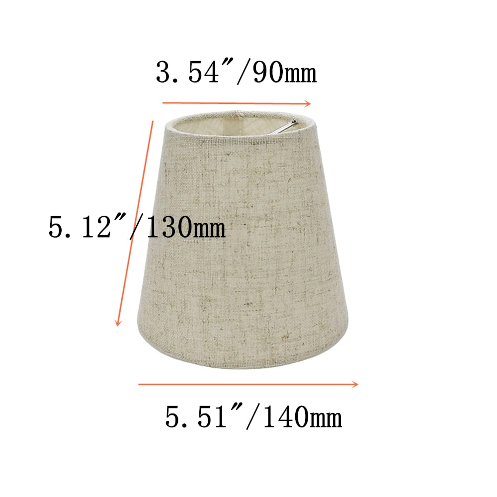 Tsnamay 6Pcs Handmade Chandelier Shades,Linen Clip On Chandelier Lamp Shades,Small Lamp Shades Set Of 6 For Chandelier Lampshade,Cross Linen