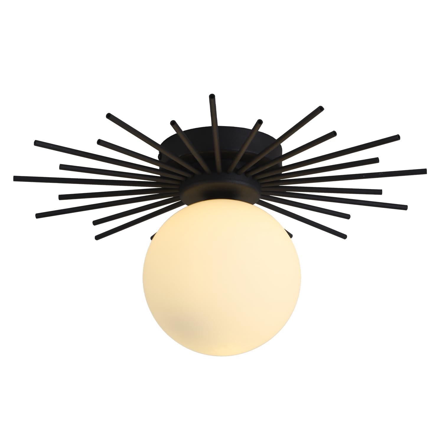 Bokt Modern Black Semi Flush Mount Ceiling Light Milk Glass Globe Ceiling Light Fixture Industrial Close To Ceiling Light Vintag