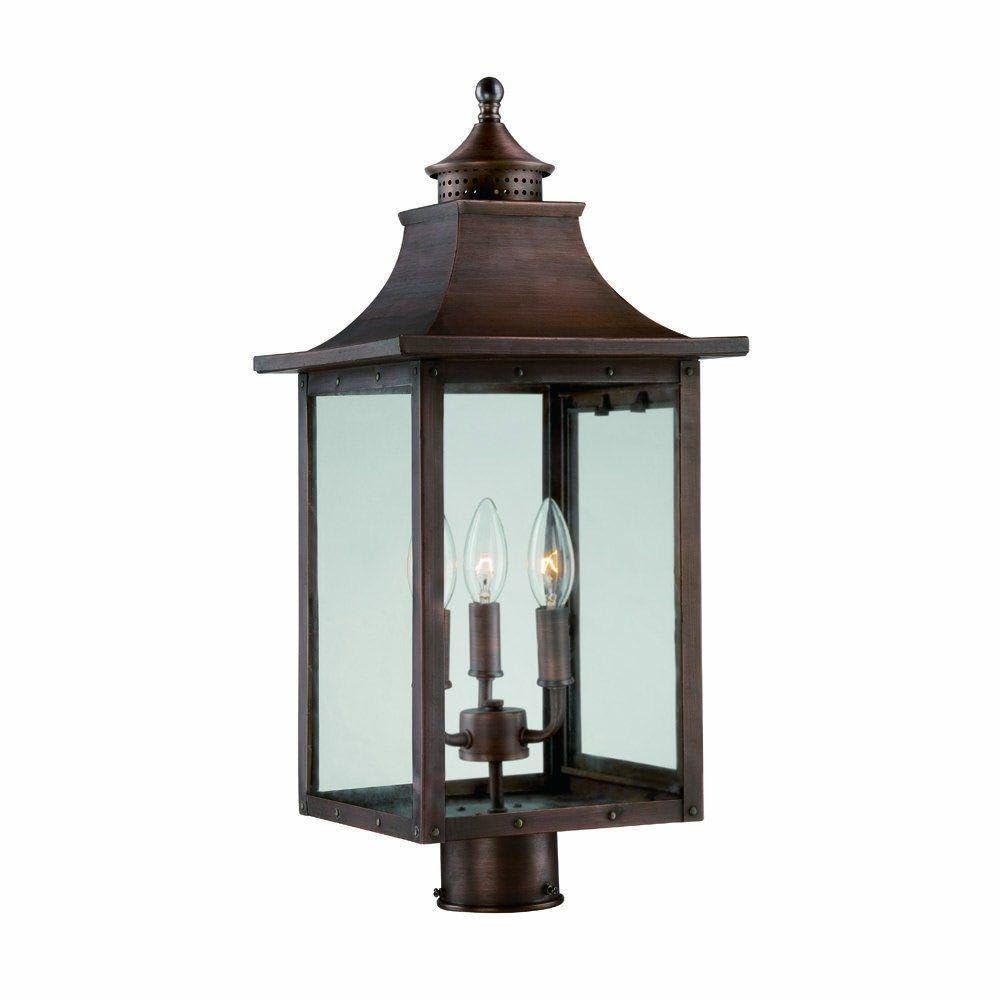 Acclaim 8317CP St. Charles Collection 3Light Post Mount Outdoor Light Fixture, Copper Patina