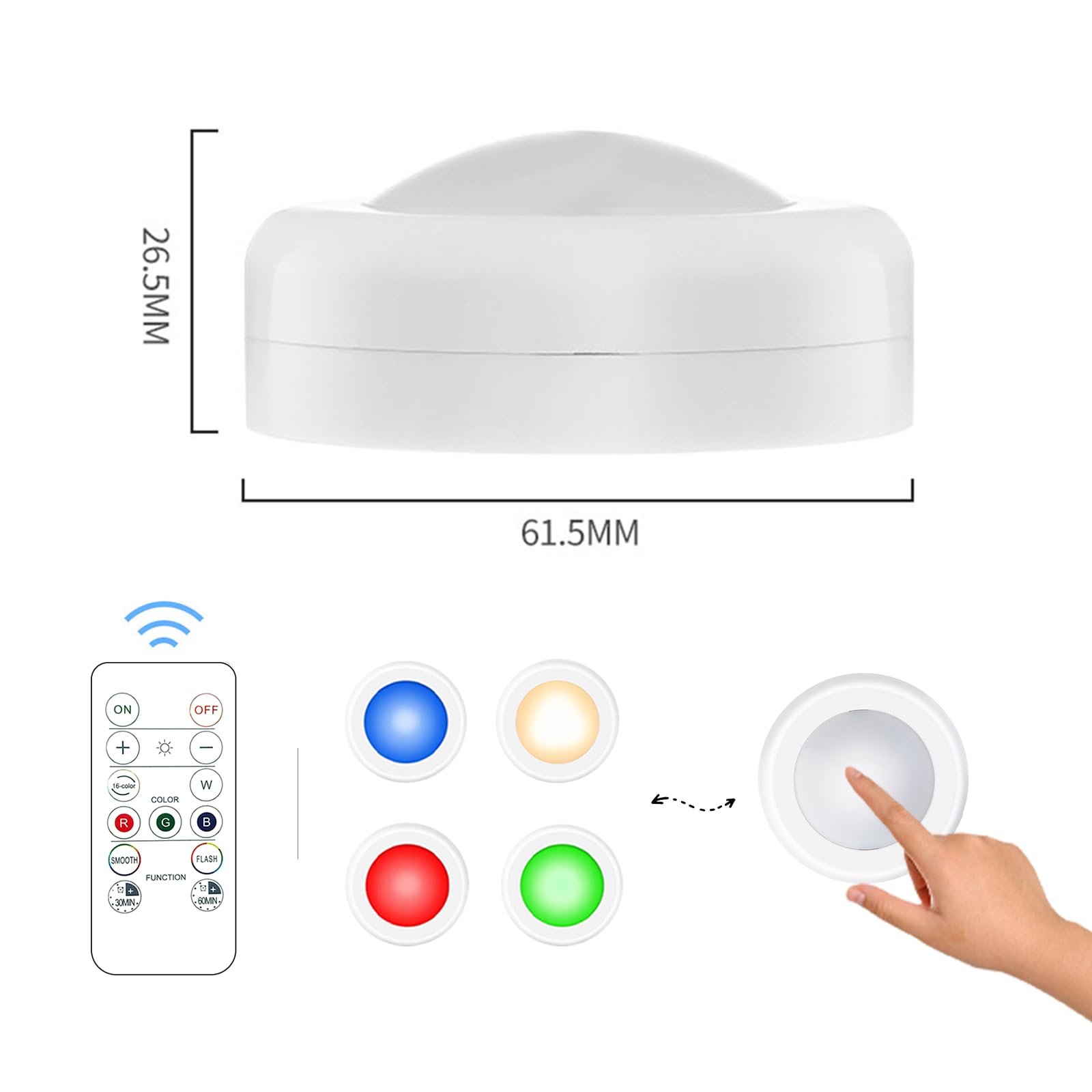 Led Puck Lights With Remote Control, 16 Color Changeable Under Cabinet With Control & Timing, Battery Operated Wireless Closet L