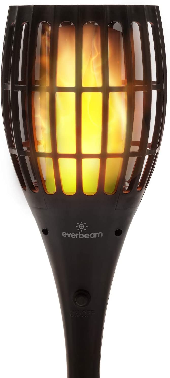 Everbeam P1 Solar Torch Light - Waterproof Tiki Torches With 96 Led Flickering Flame - 4 Pack
