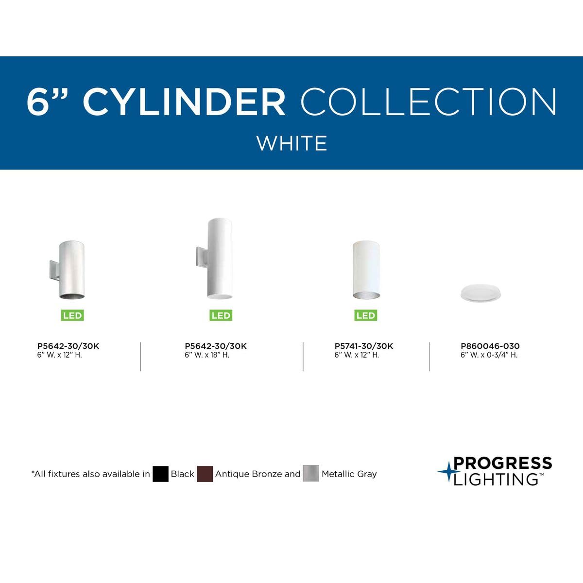 Progress Lighting Cylinder Collection 6'' Clear Glass Round Cylinder Lens Cover For P5642 Cylinders White