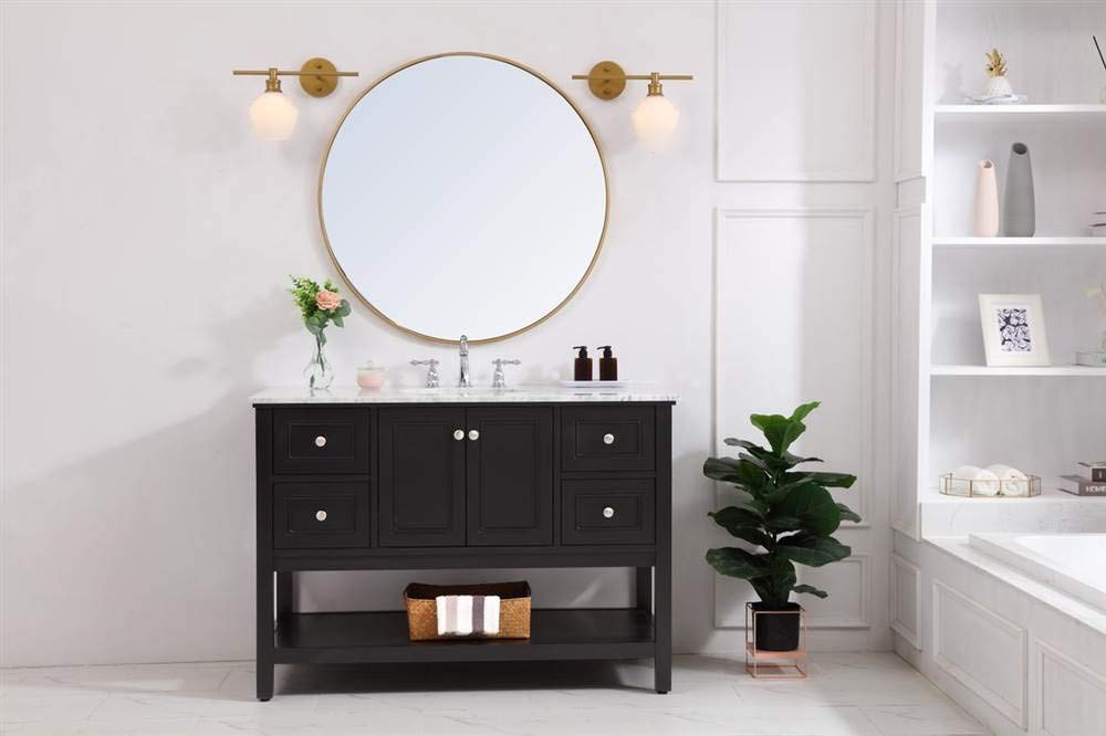 Living District Brass Wall Sconce With Frosted White Glass - 1 Light Fixture