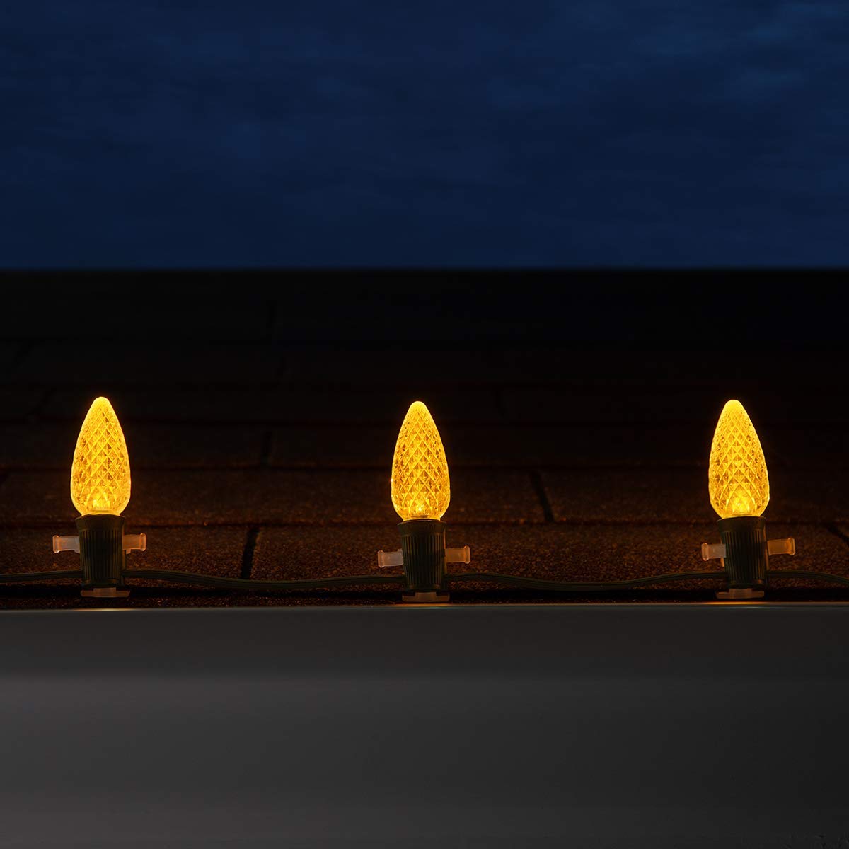 Wintergreen Lighting Box Of 25 Opticore C9 Led Gold Christmas Light Bulbs - Replacement Led Christmas Lights Heavy Duty enhanced Outdoor Christmas Lights  E17 Base (Gold Faceted)