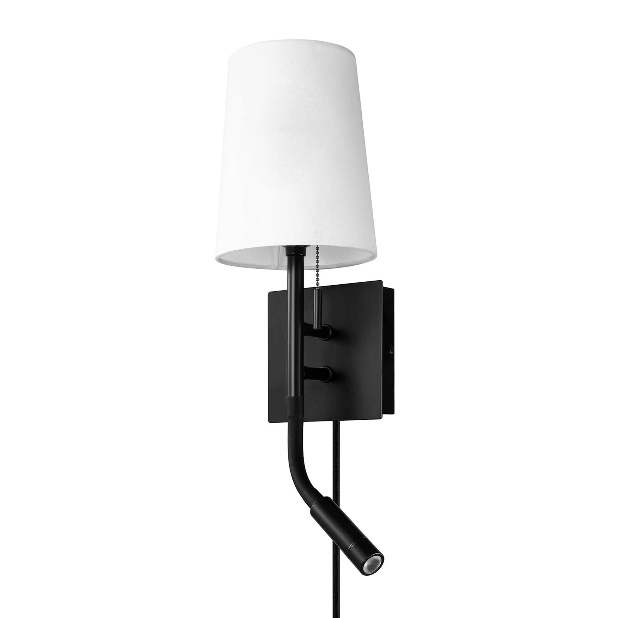 Globe Electric 1-Light Plug-in or Hardwired Wall Sconce with LED Integrated Reading Light, USB-A Port, USB-C Port, Matte Black, 