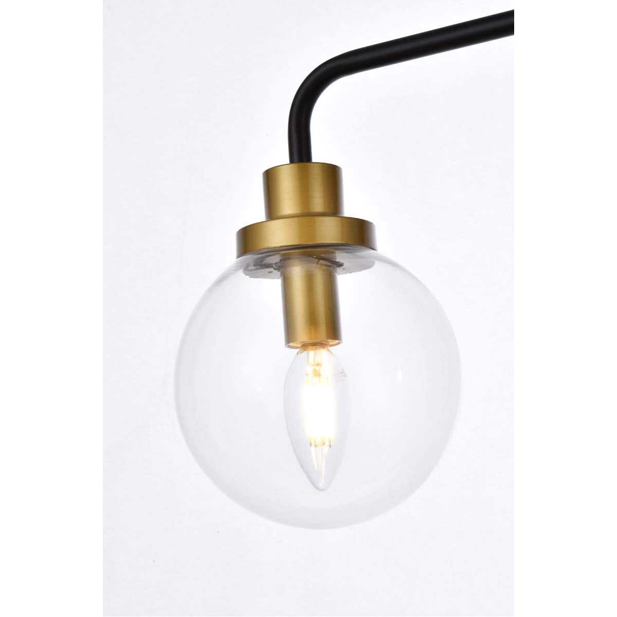 Living District Indoor Modern Home Decorative Bright Ceiling Hanson 4 Lights Bath Sconce in Black with Brass with Clear Shade