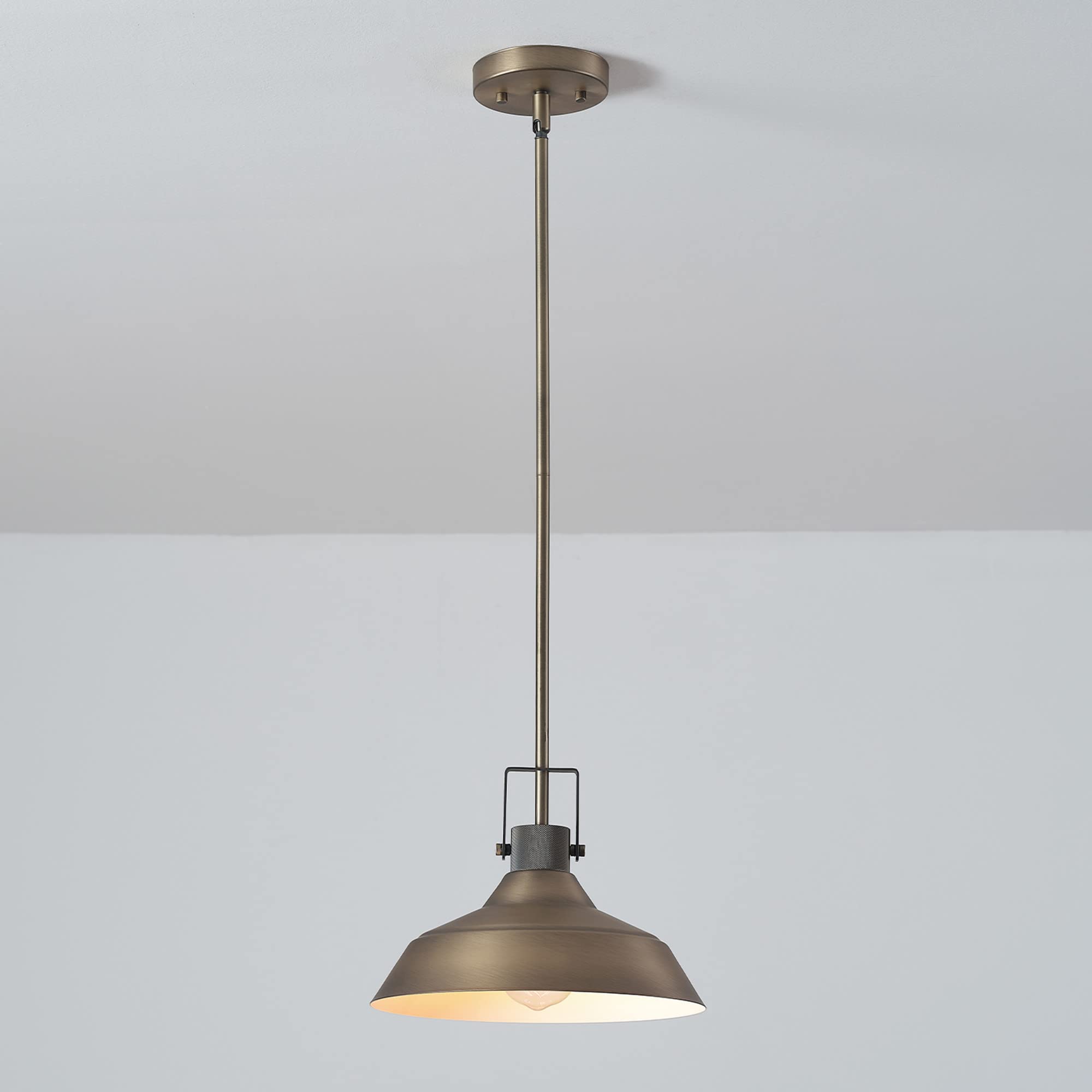 Globe Electric 65475 1-Light Pendant Light Fixture, Matte Brass, Metal, E26 Base