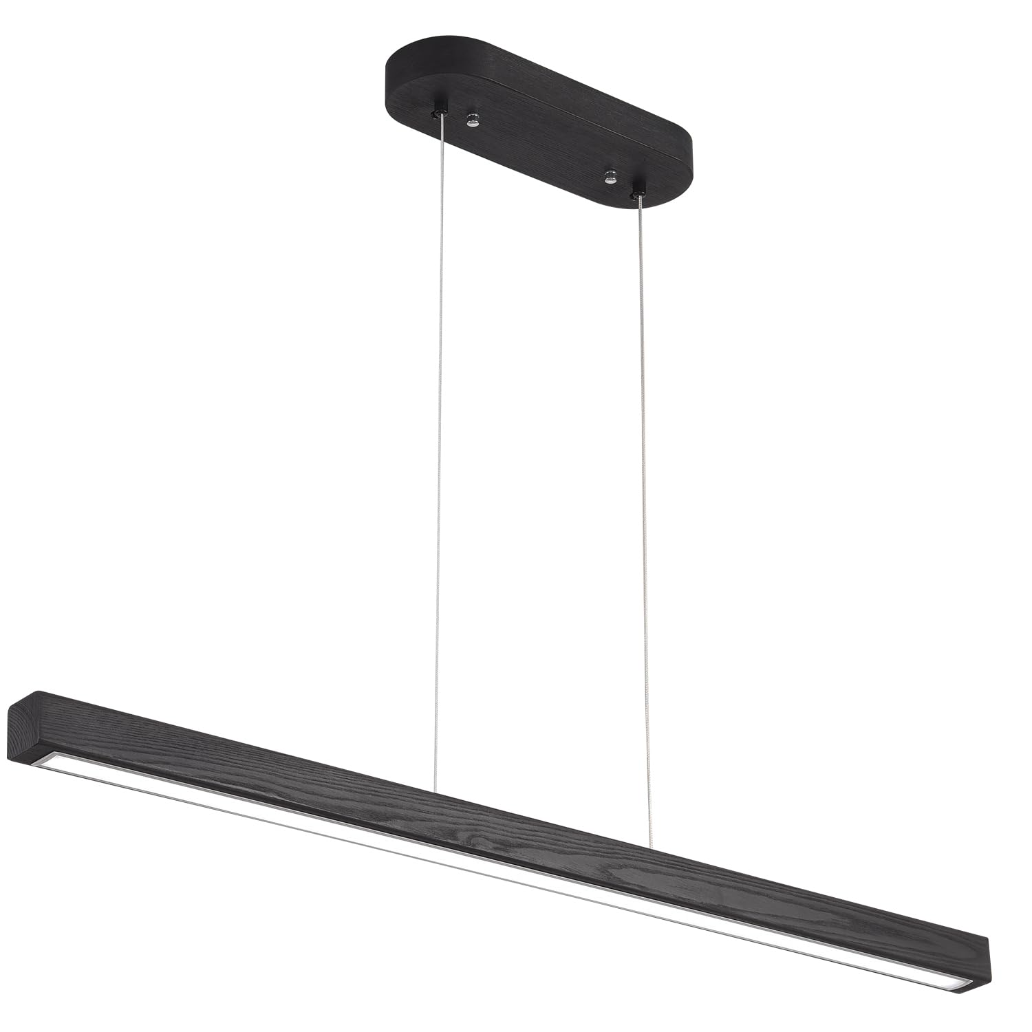 Yisdesign 59 Led Pendant Light 40W Dimmable With Remote Wood Linear Pendant Lighting Led Modern Chandelier Island Light With Black Finish For Living Room Dining Room Billiard & Pool Lights Black