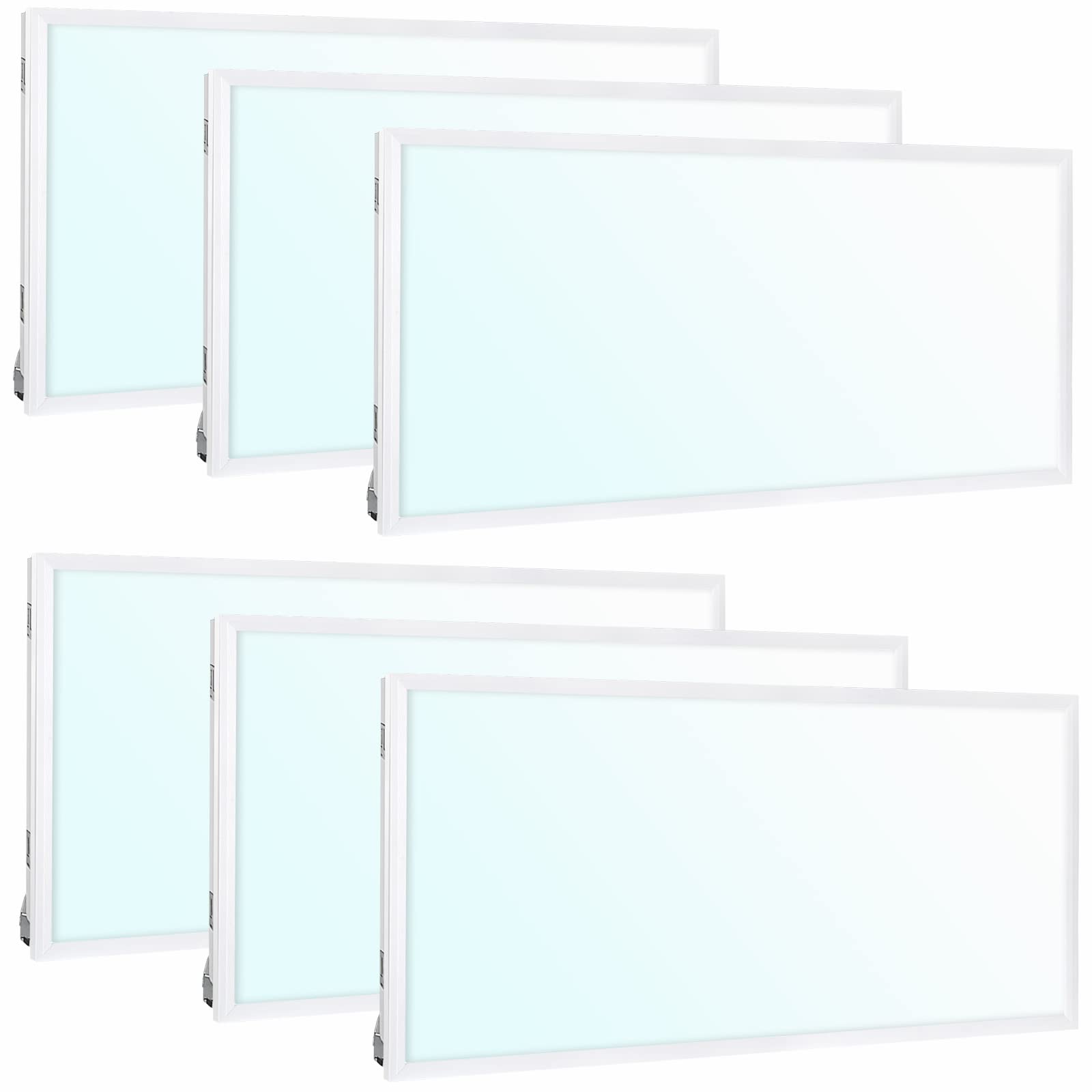 Weize 6 Pack 2X4 Ft Led Flat Panel Troffer Light, 40/50/60W, Cct Selectable 4000K/5000K/6500K Drop Ceiling Office Lights, 115Lm/