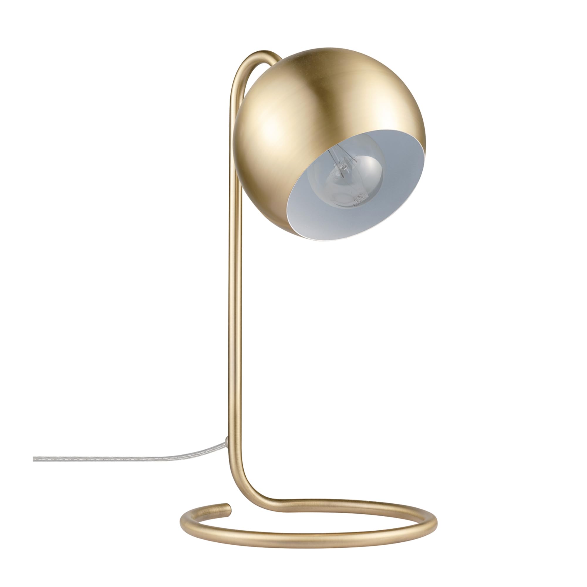 Globe Electric 52885 15'' Desk Lamp, Matte Brass, White Inner Shade, Modern, Home D?or, Lamp for Bedroom, Home Office Accessorie