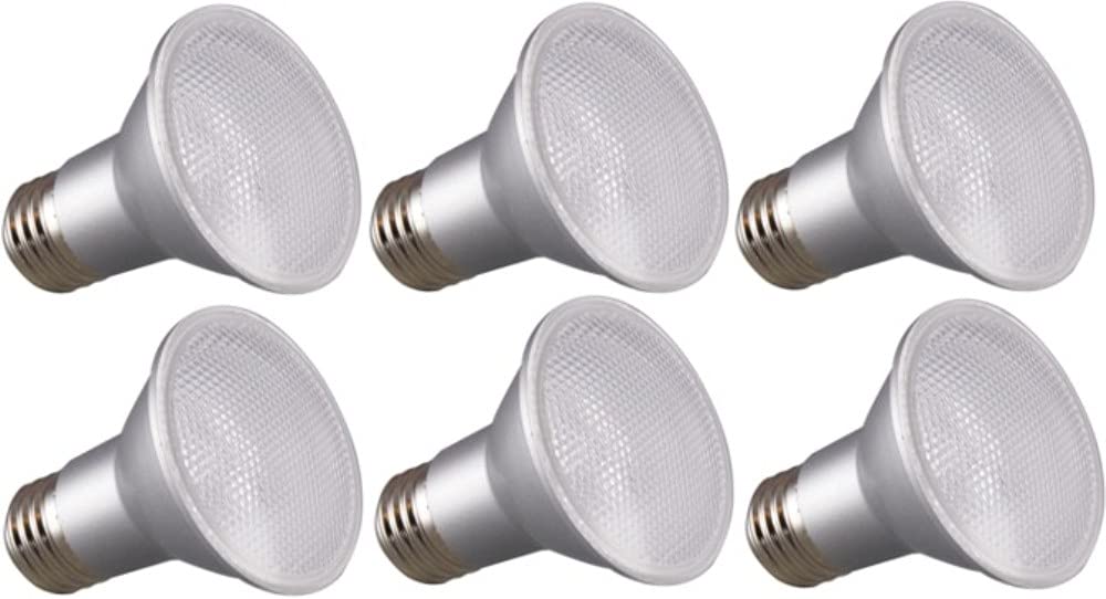Satco S29401 (6 Count), Medium Base LED Light Bulb; Silver Housing; 120 Volts; 6.5 Watts; 520 Lumens; PAR20 Shape; E26 ANSI Base
