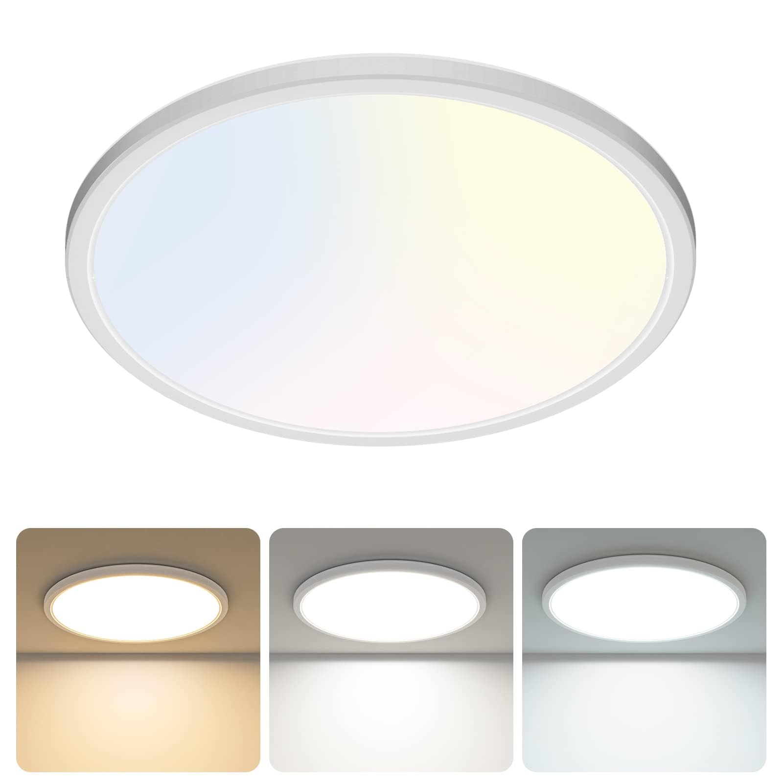 libtit 13 Inch LED Ceiling Light, 3 Color Selectable 3000K/4500K/6000K Thin Flat LED Surface Mount Ceiling Light, 28W 3200 LM Lo