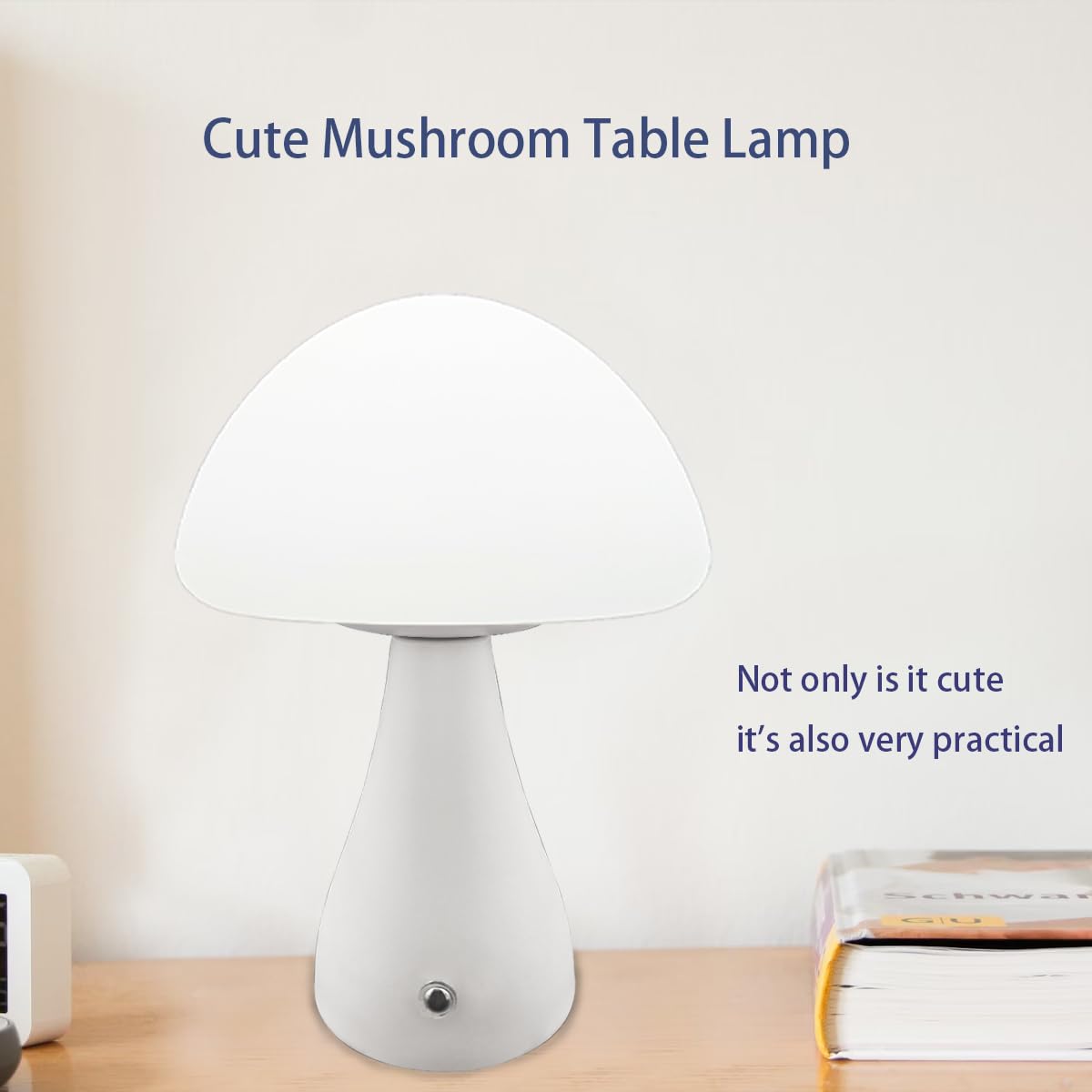Zslaifu Mushroom Lamp, Dimmable Mushroom Table Lamp, Portable Wireless Small Lamp, Rechargeable Battery Lamp, Stepless Dimming,