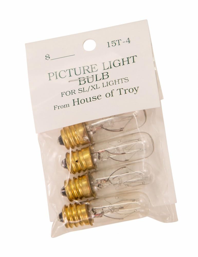 House of Troy T4 Bulbs 15 Watt Pack of 4, Glass, Model 15T4-BAG