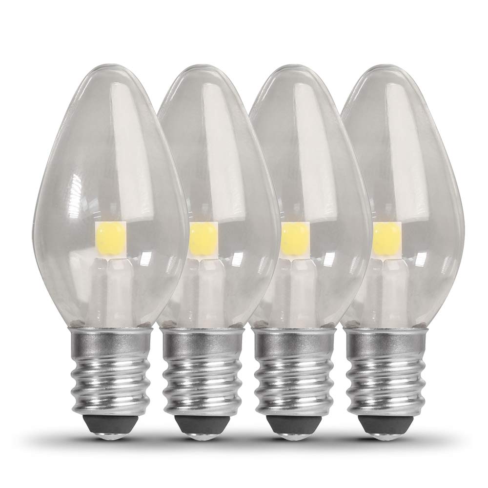 Feit Electric Candelabra Base LED Night Light Bulb, 0.6W, 30 Lumen, 4 Count, 2700K Soft White, Model BP7C7/