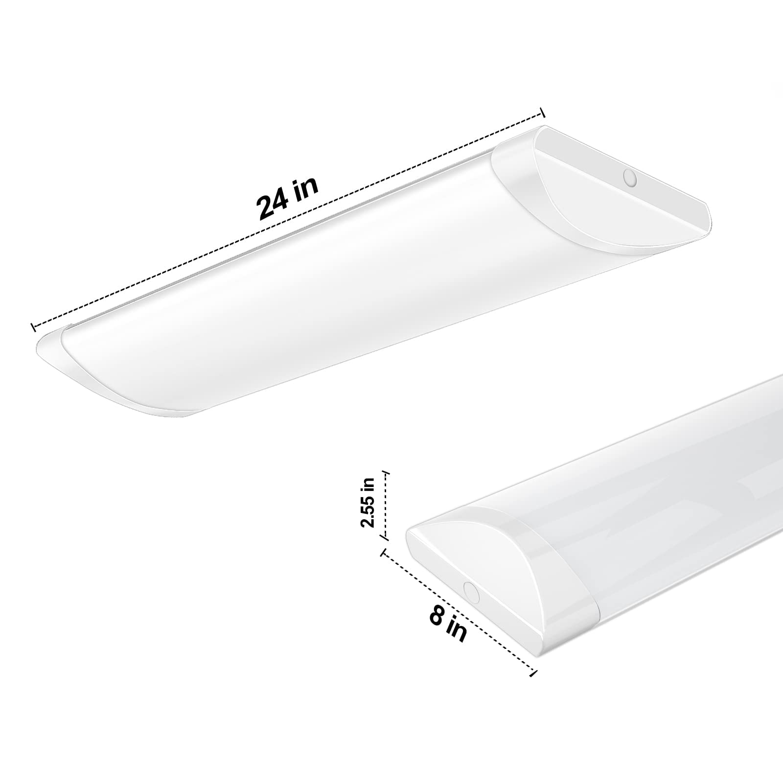 Antlux 2Ft Led Wraparound Light, 20W 2400Lm, 4000K Aluminum Ceiling Fixture For Kitchen, Laundry, Garage - Model Al-2Ft4Kw-