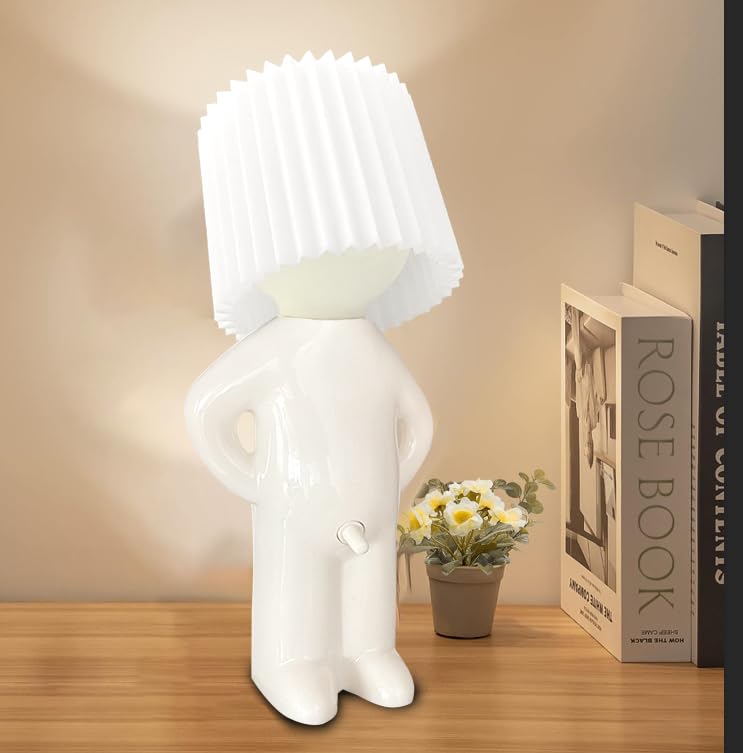 NMIGNH Shy Man Lamp - Creative LED Table Night Light, White, Plug-in Design for Bedroom & Office, Model NMIGNHM415-2