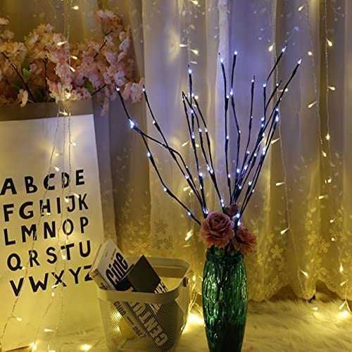 Dk177 2 Pack Led Branch Light Battery Operated Lighted Branch Vase Filler Willow Tree Artificial Little Twig Power Brown 30 Inch 20 Led For Home Outdoor Indoor Romantic Decoration, White Light